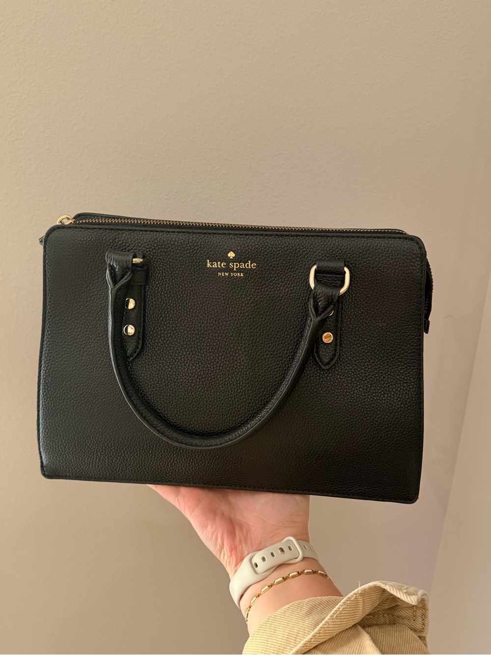 kate spade Black Pebbled purse with Gold Hardware